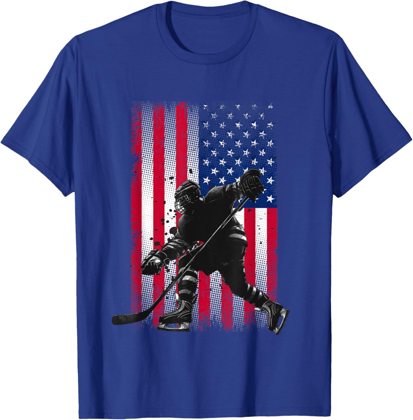 American Flag Hockey Women Kids Men T-Shirt - T-Shirt | Royal