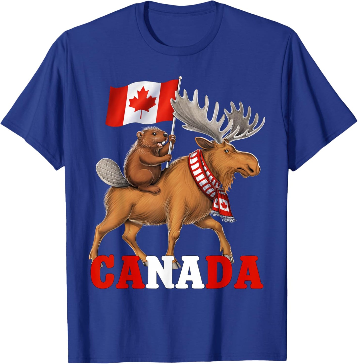 Kanada Biber Elch Kanadische Flagge Stolzer Kanadier T-Shirt - T-Shirt | Royal