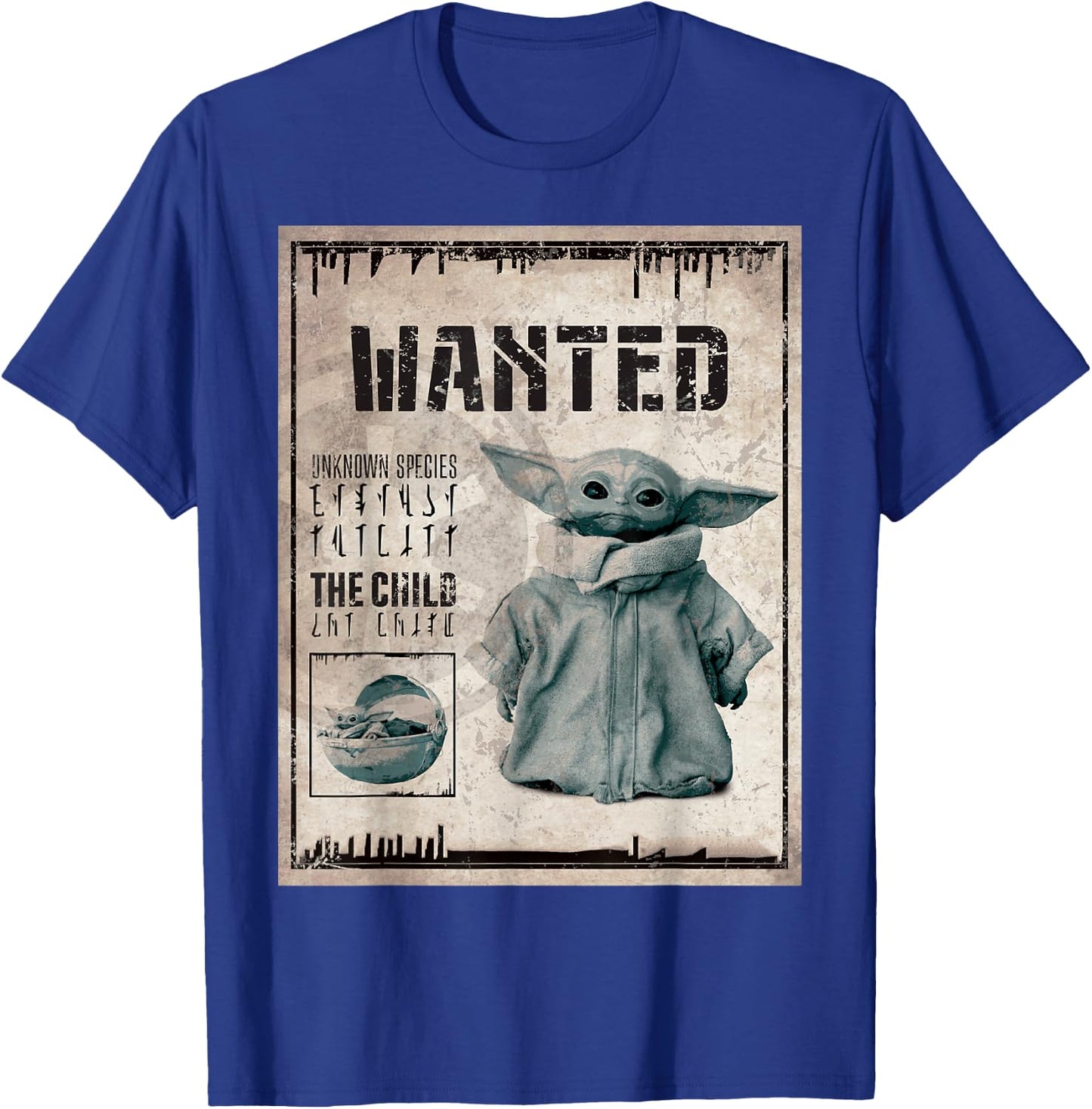Star Wars The Mandalorian The Child Wanted Poster T-Shirt - T-Shirt | Royal