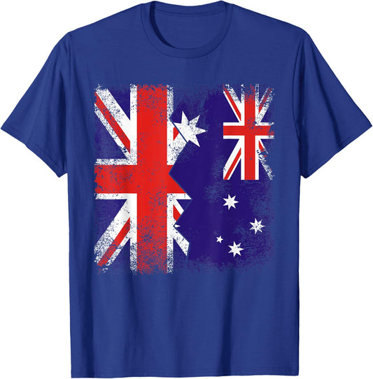 Australian Roots | Half British Flags | UK Australia Vintage T-Shirt - T-Shirt | Royal