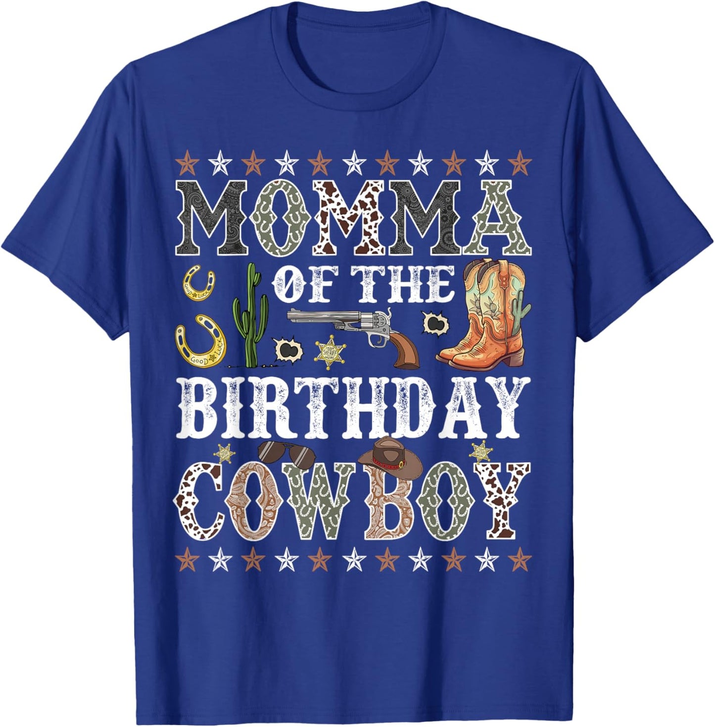Momma Of The Birthday Cowboy Rodeo Momma T-Shirt - T-Shirt | Royal