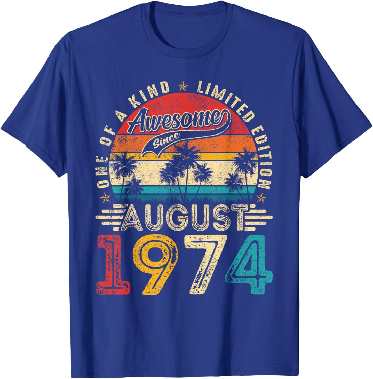 Awesome Since August 1974 Vintage Retro 50th Birthday Men T-Shirt - T-Shirt | Royal