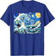 Starry Night and Great Wave Van Gogh Art Painting T Shirt T-Shirt - T-Shirt | Royal