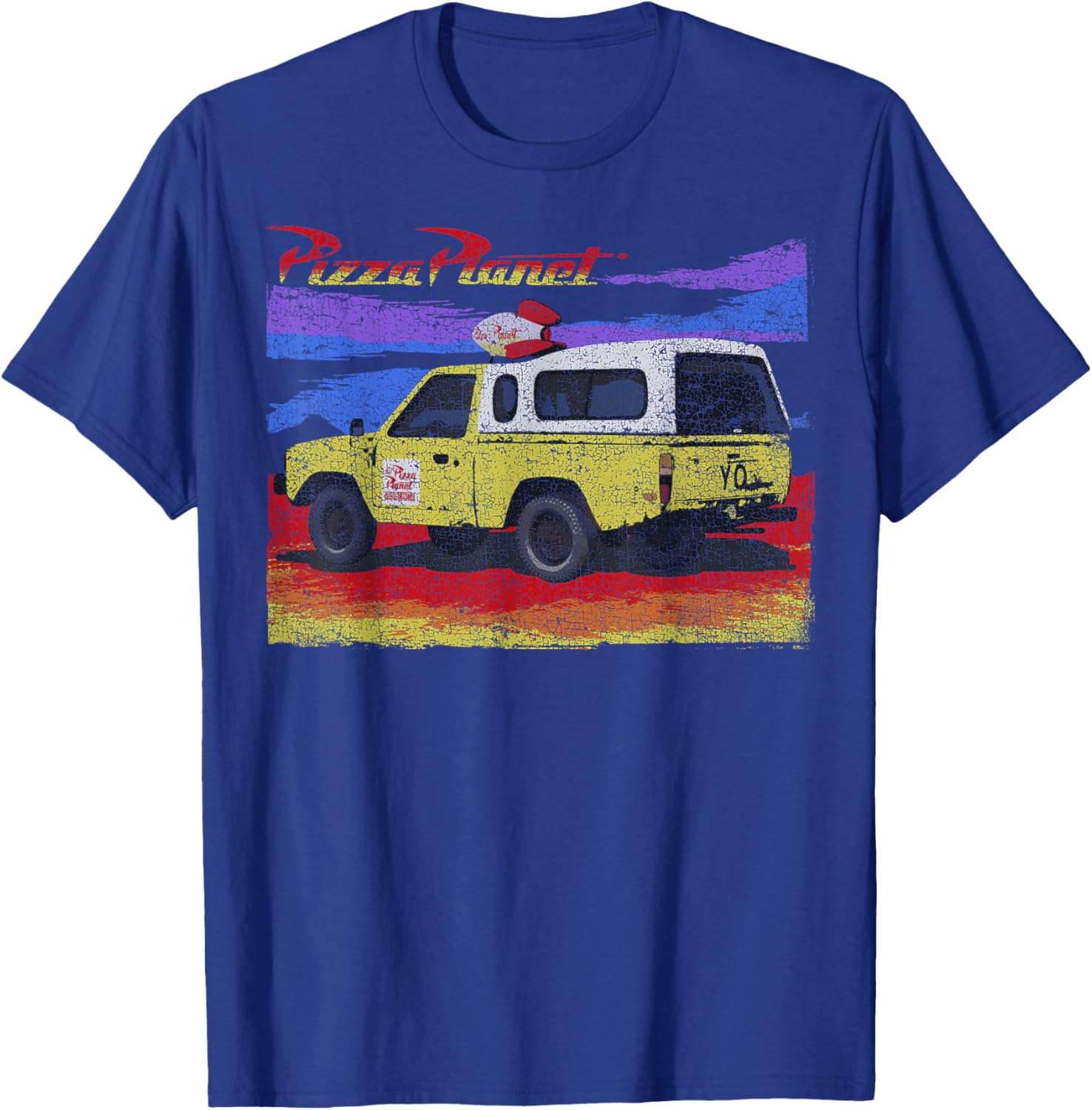 Disney Pixar Toy Story Pizza Planet Truck Retro Distressed T-Shirt - T-Shirt | Royal