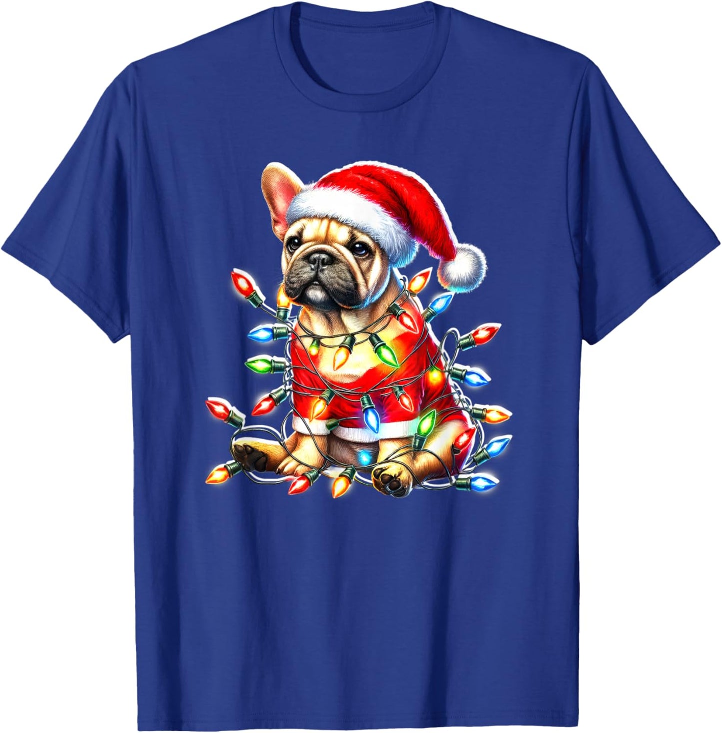 French Bulldog Puppy x Christmas Lights T-Shirt - T-Shirt | Royal