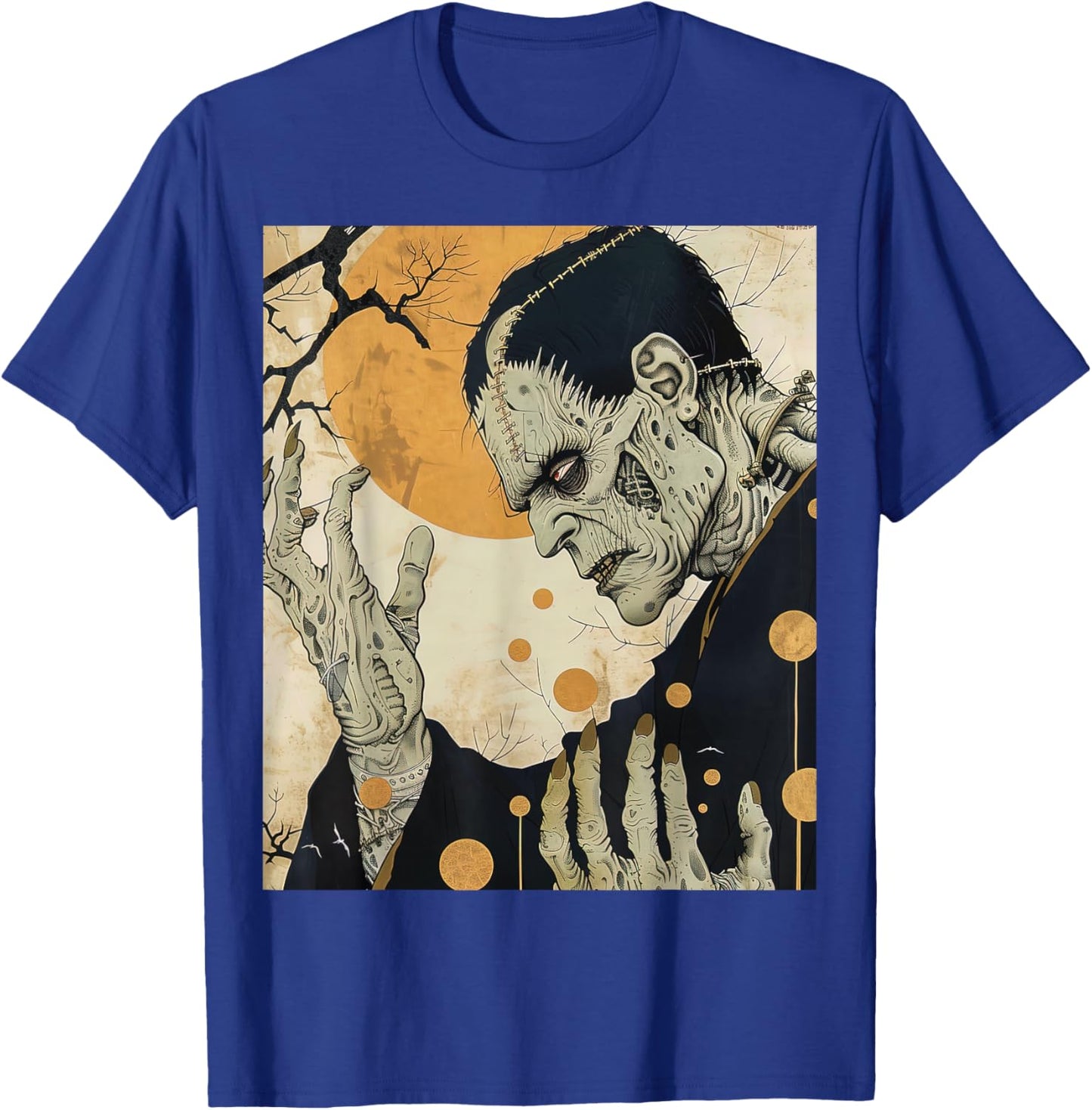 Frankenstein Horror Halloween Retro Vintage T-Shirt - T-Shirt | Royal