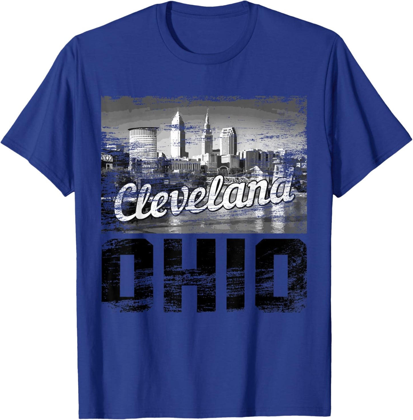 Cleveland Ohio Skyline Vintage Pride T-Shirt - T-Shirt | Royal