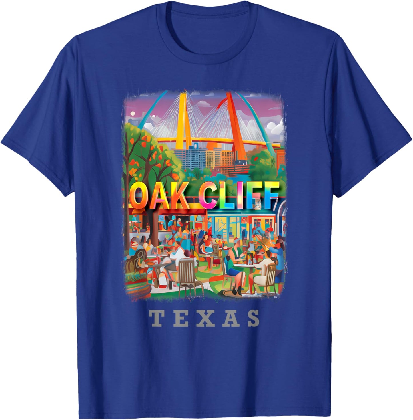 Oak Cliff Texas TX Vibrant Downtown SD725 T-Shirt - T-Shirt | Royal