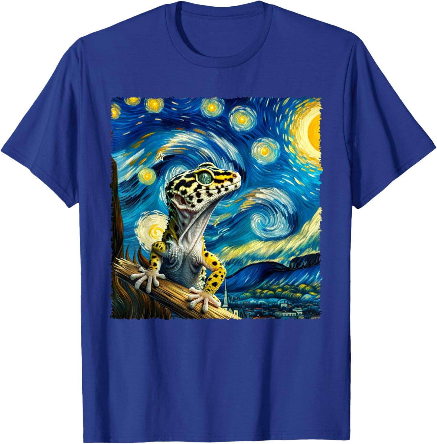 Vintage Leopard Gecko Starry Night Portrait Cute Animals T-Shirt - T-Shirt | Royal