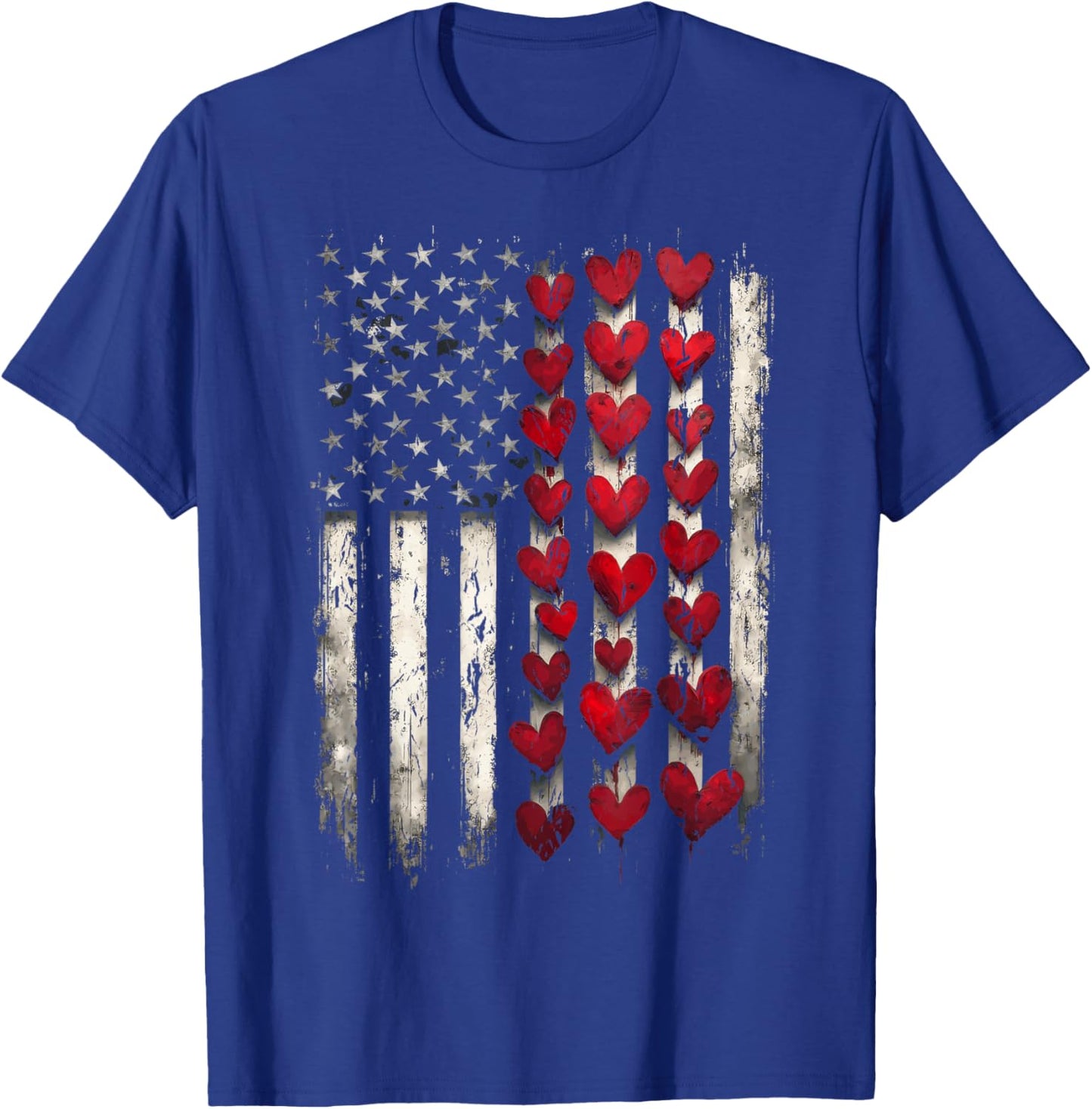 Valentine Day Heart American Flag T-Shirt - T-Shirt | Royal