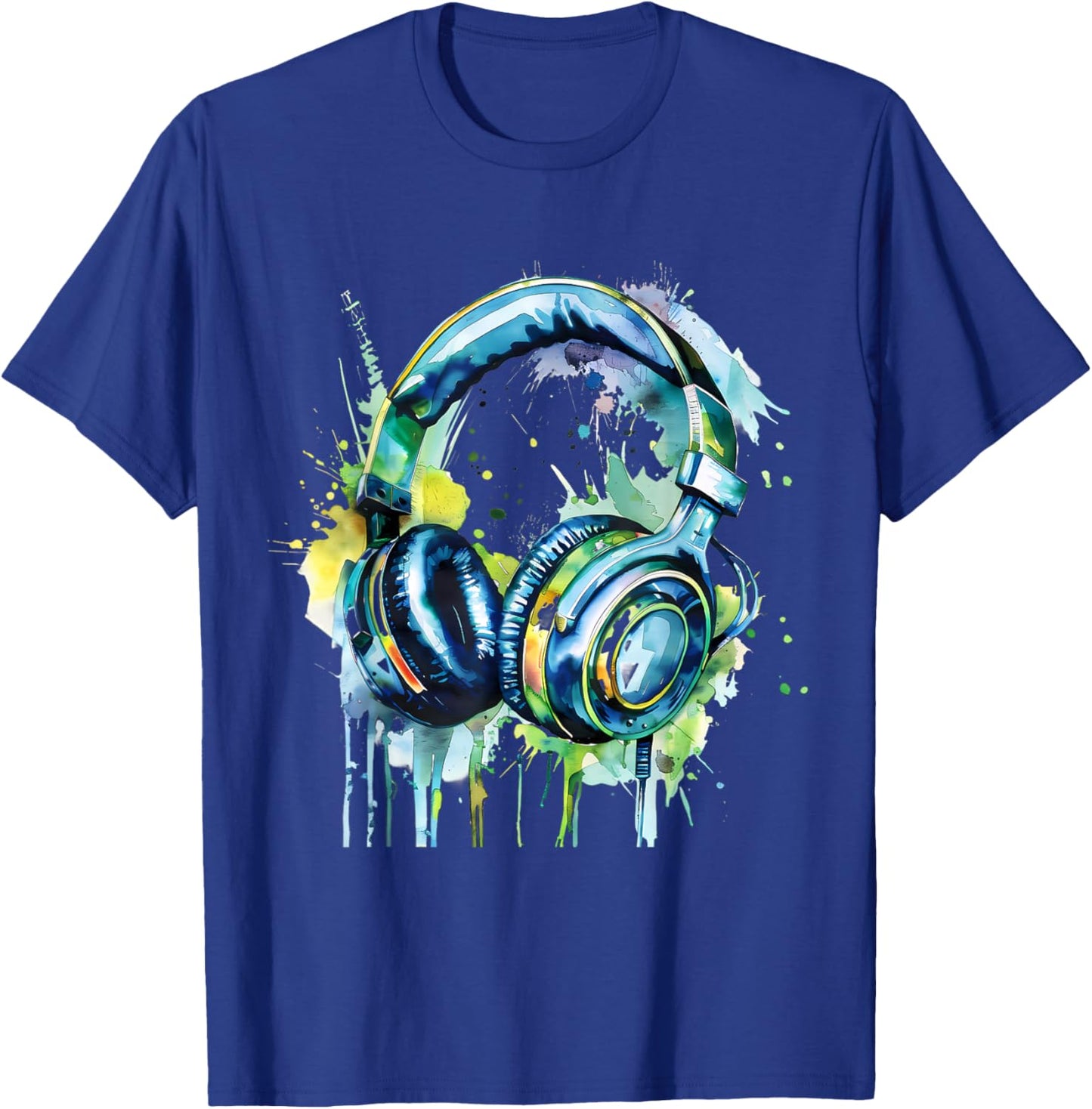 Headphones Music DJ Music Lover Music Headphones Splash EDM T-Shirt - T-Shirt | Royal