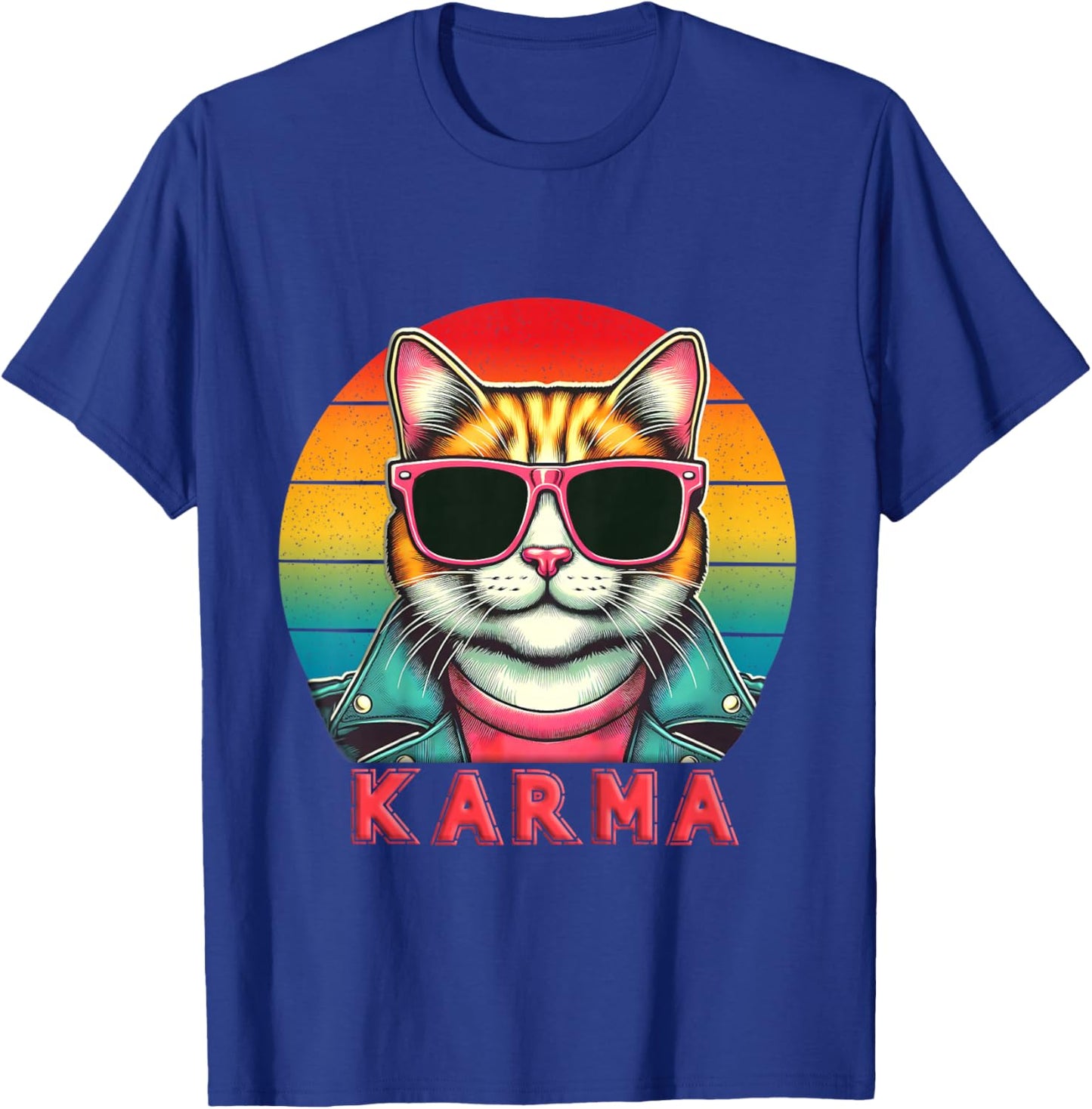 Kids Vintage Cat Music Lover Karma For Boys Girls Kids and Teens T-Shirt - T-Shirt | Royal