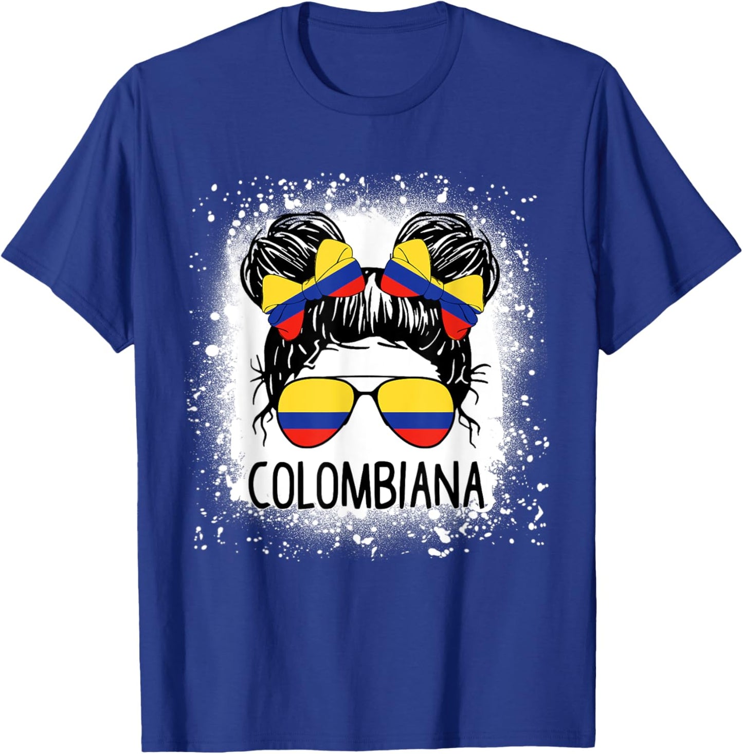 Colombian Girl Messy Bun Patriotic Colombia Pride Women T-Shirt - T-Shirt | Royal