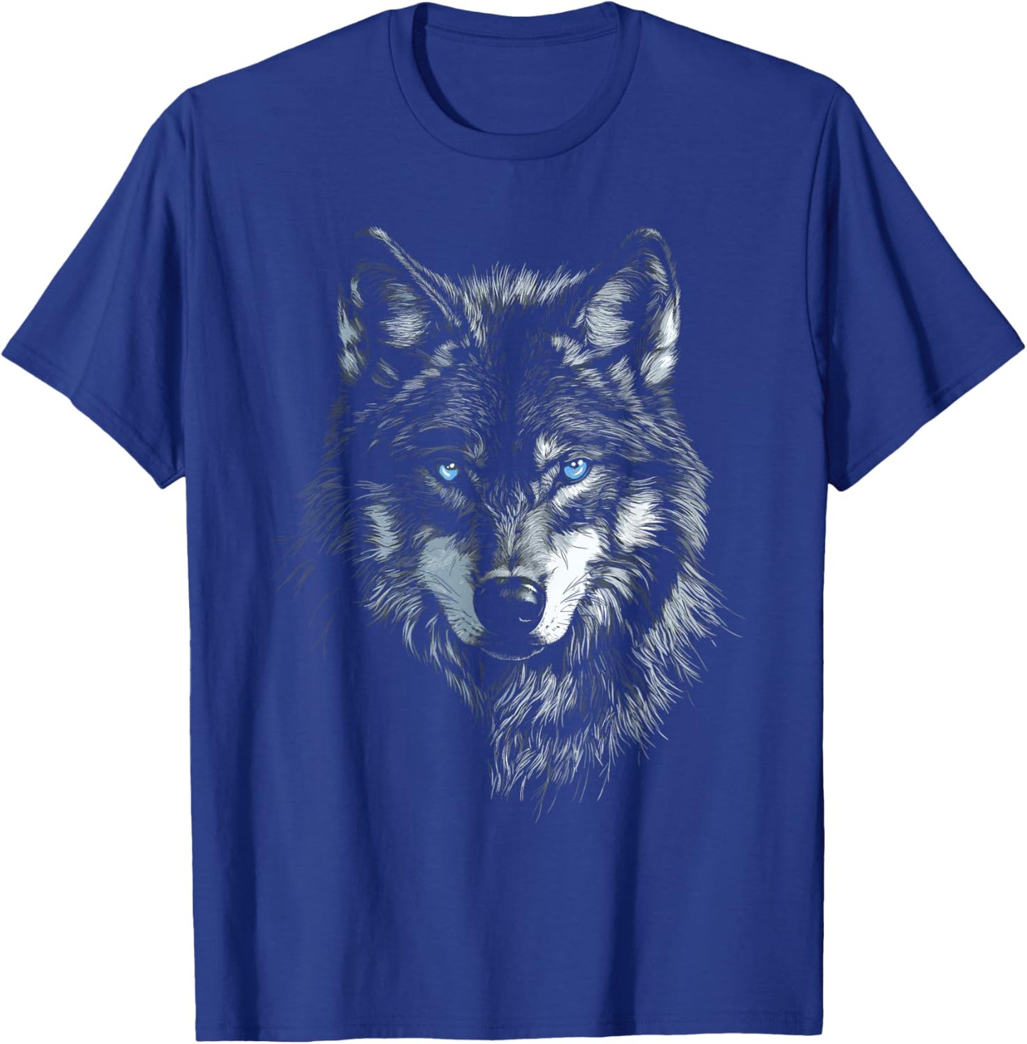 Mystic Wolf with Blue Eyes Animal Art Graphic Wolves T-Shirt - T-Shirt | Royal