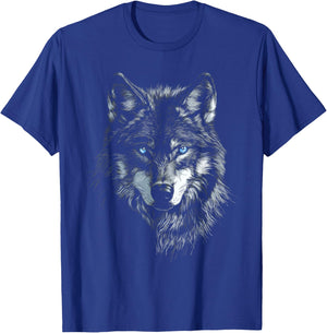 Mystic Wolf with Blue Eyes Animal Art Graphic Wolves T-Shirt - T-Shirt | Royal