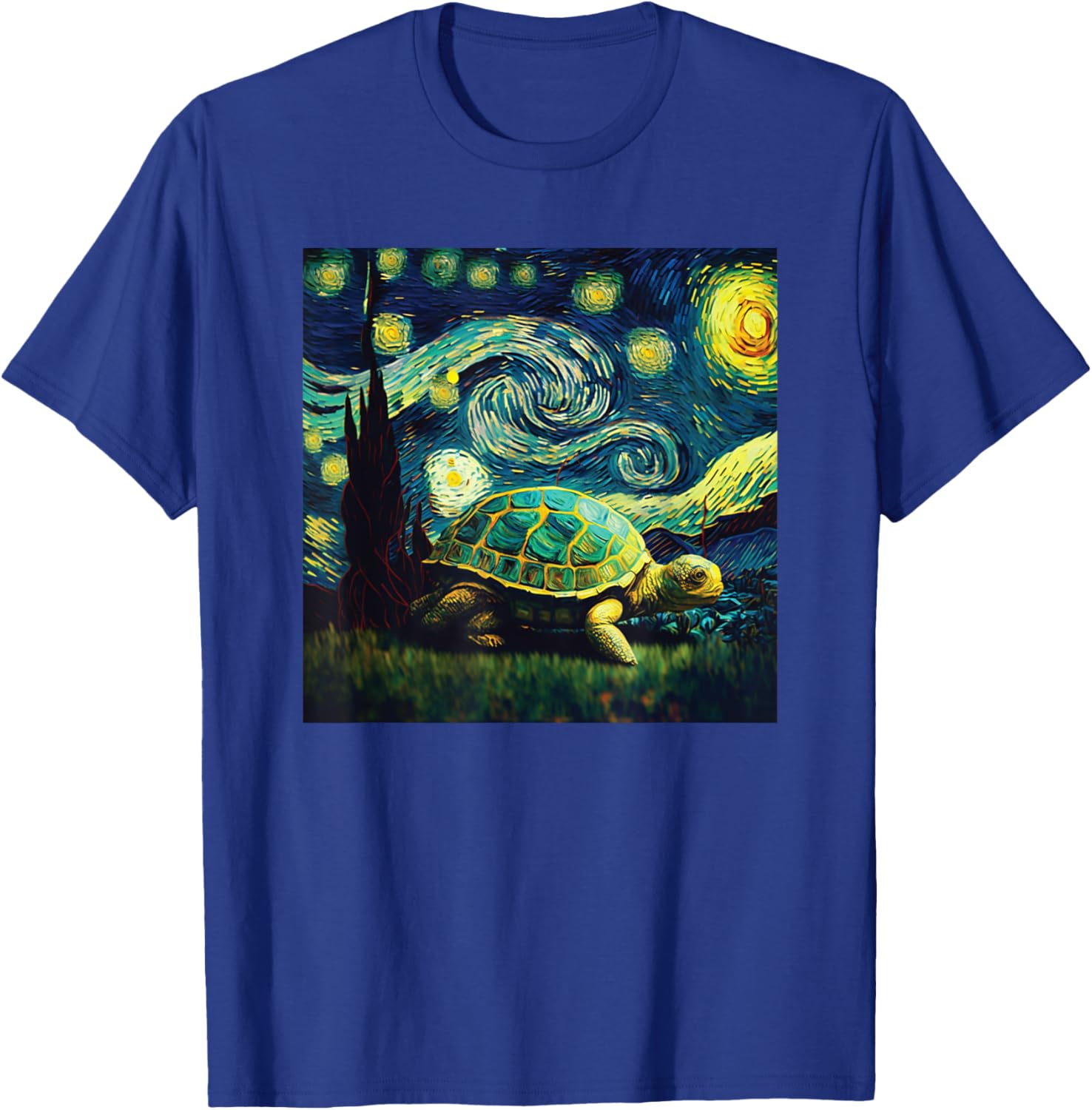 cute turtle painting for lover Van Gogh art Starry Night sky T-Shirt - T-Shirt | Royal