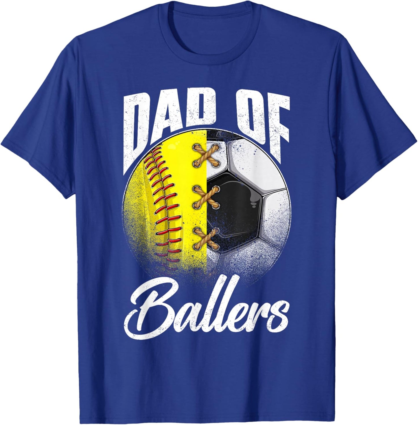 Retro Dad Of Ballers Soccer Softball Lover Fan Fathers Day T-Shirt - T-Shirt | Royal