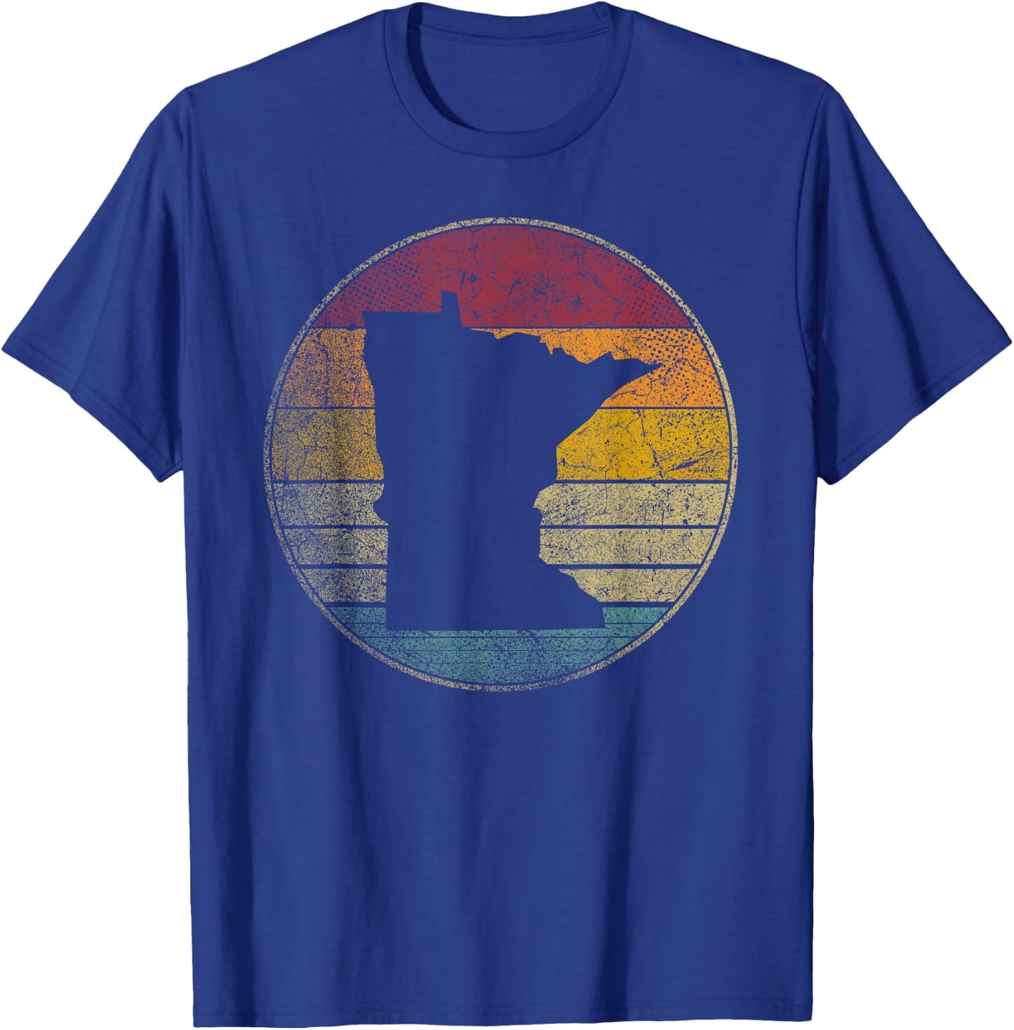 Minnesota Vintage Distressed Retro Style Silhouette State T-Shirt - T-Shirt | Royal