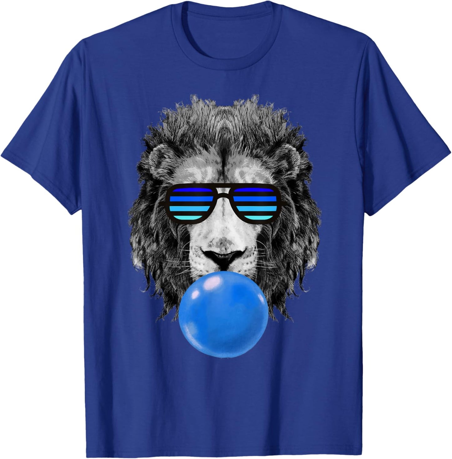 Blue Bubble Gum Lion Stripe Sunglasses Lion Head T-Shirt - T-Shirt | Royal