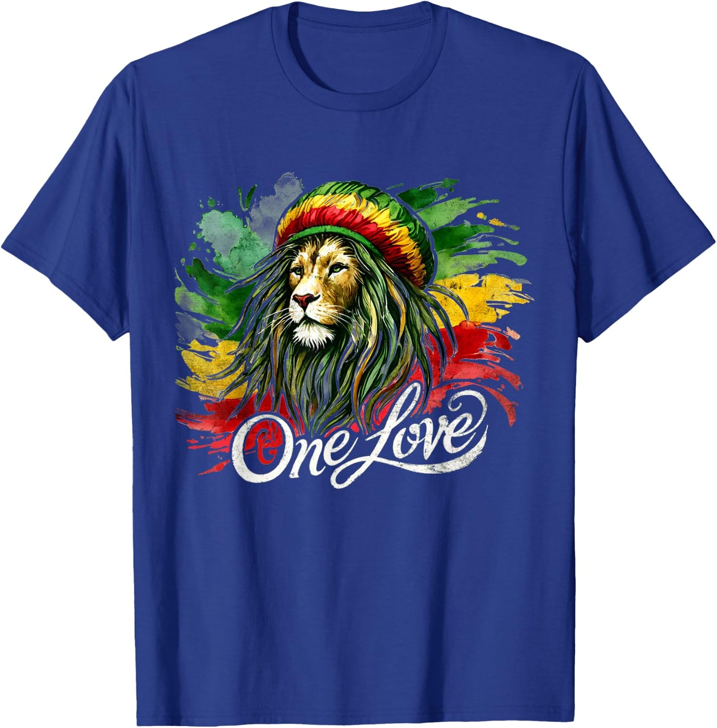 Lion of Judah One Reggae Love Heart Jamaica Rock Roots T-Shirt - T-Shirt | Royal