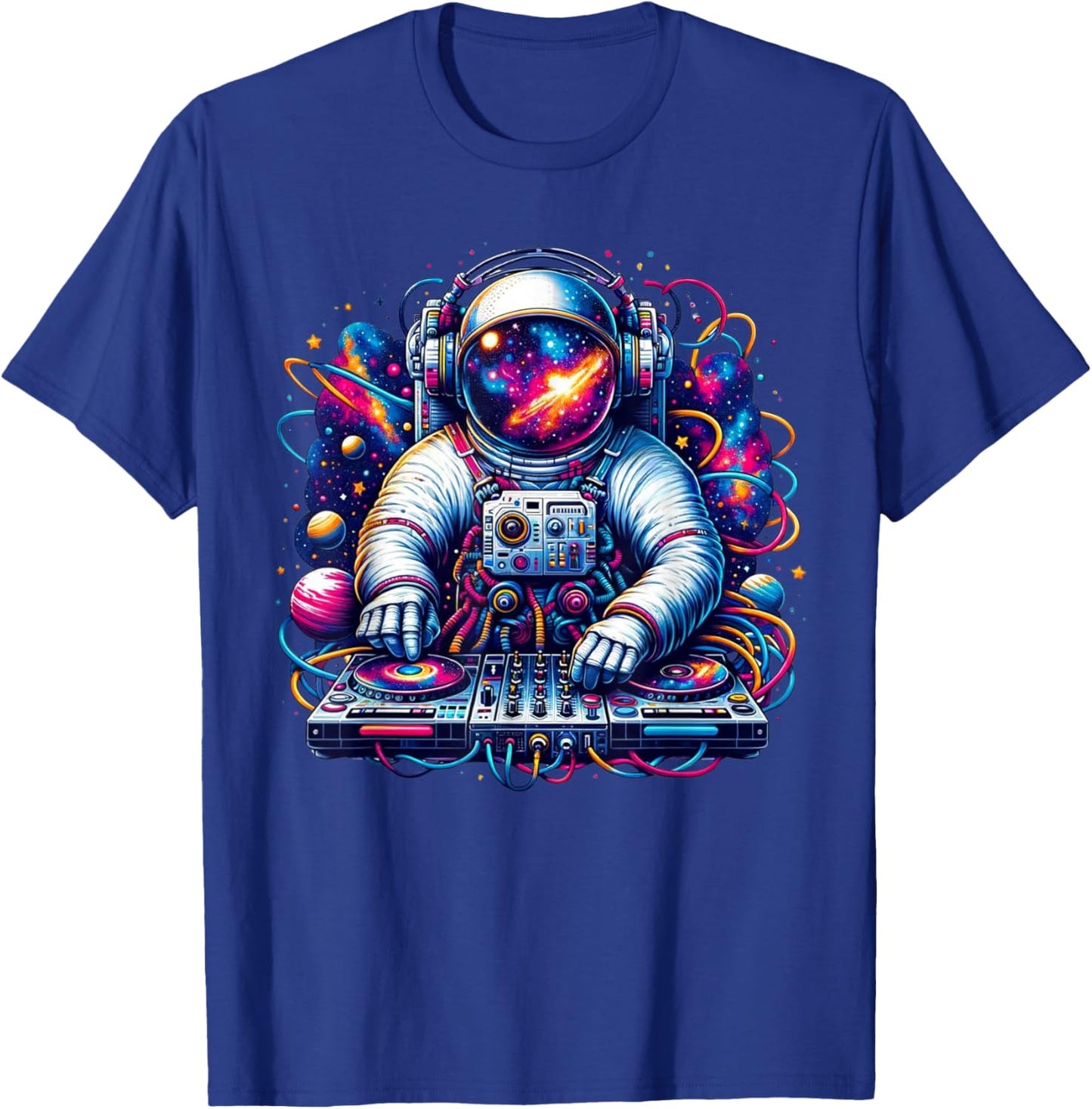 Funny Astronaut DJ Electronic Music Galaxy Outer Space T-Shirt - T-Shirt | Royal