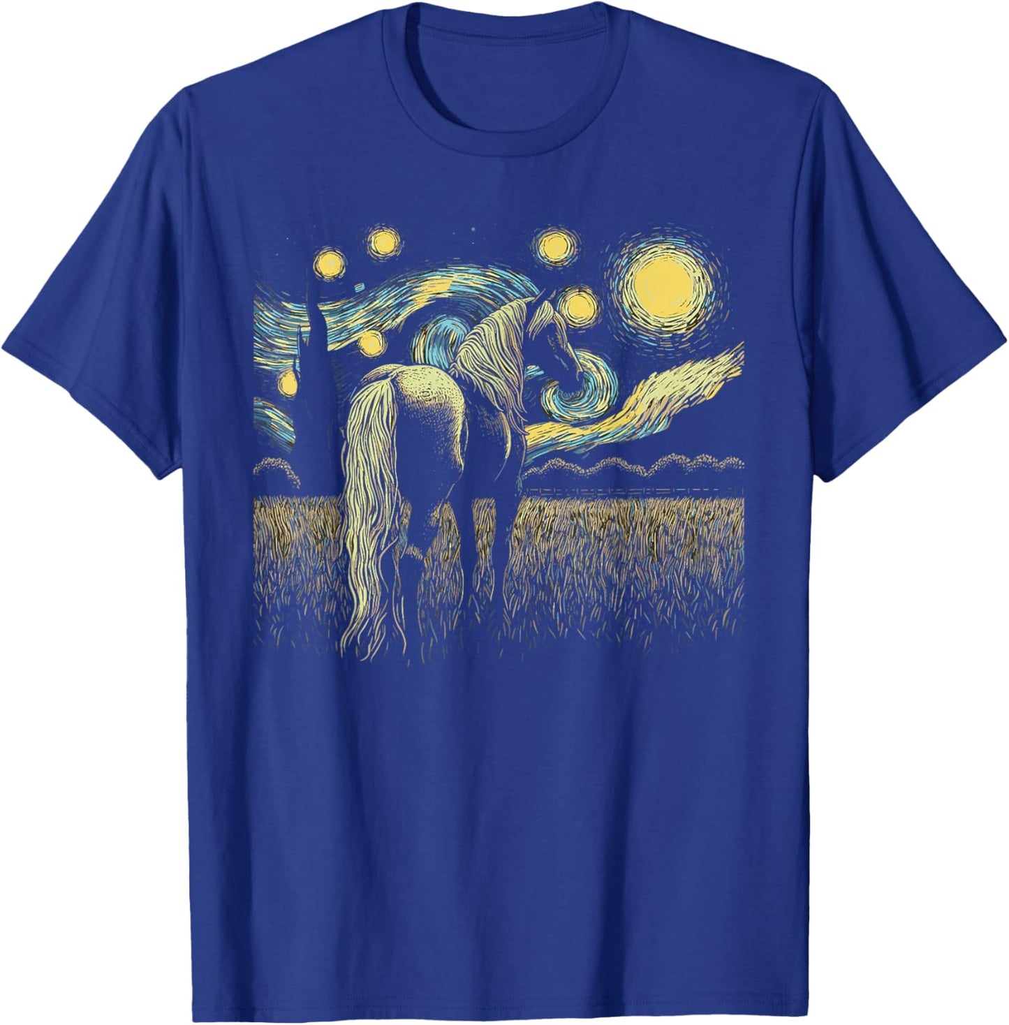 Starry Night Horse Painting Painter Artist Art Teacher T-Shirt - T-Shirt | Royal