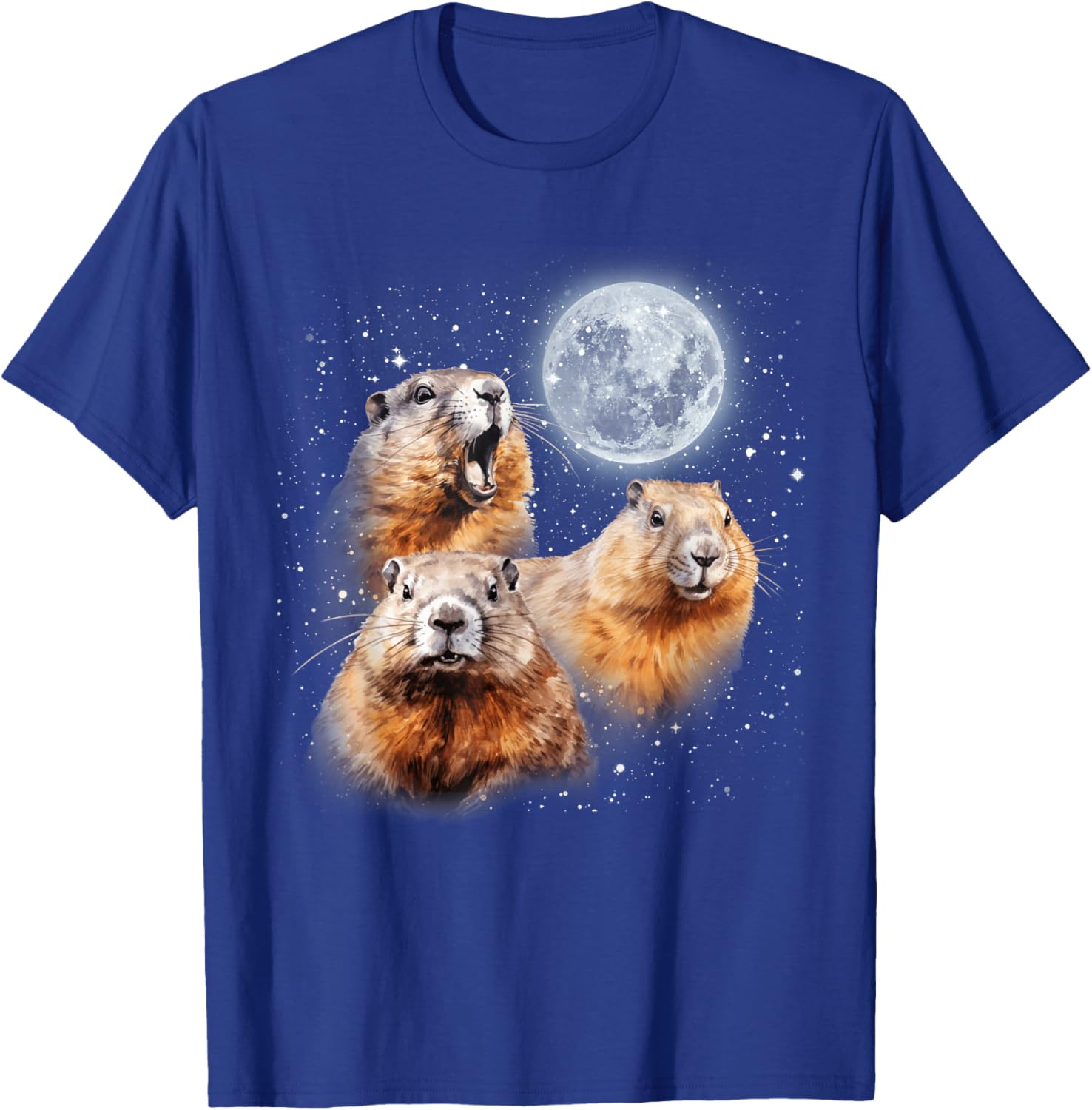 Funny Three Groundhog Moon 3 Groundhog Head Groundhog Day , Small, Black T-Shirt - T-Shirt | Royal