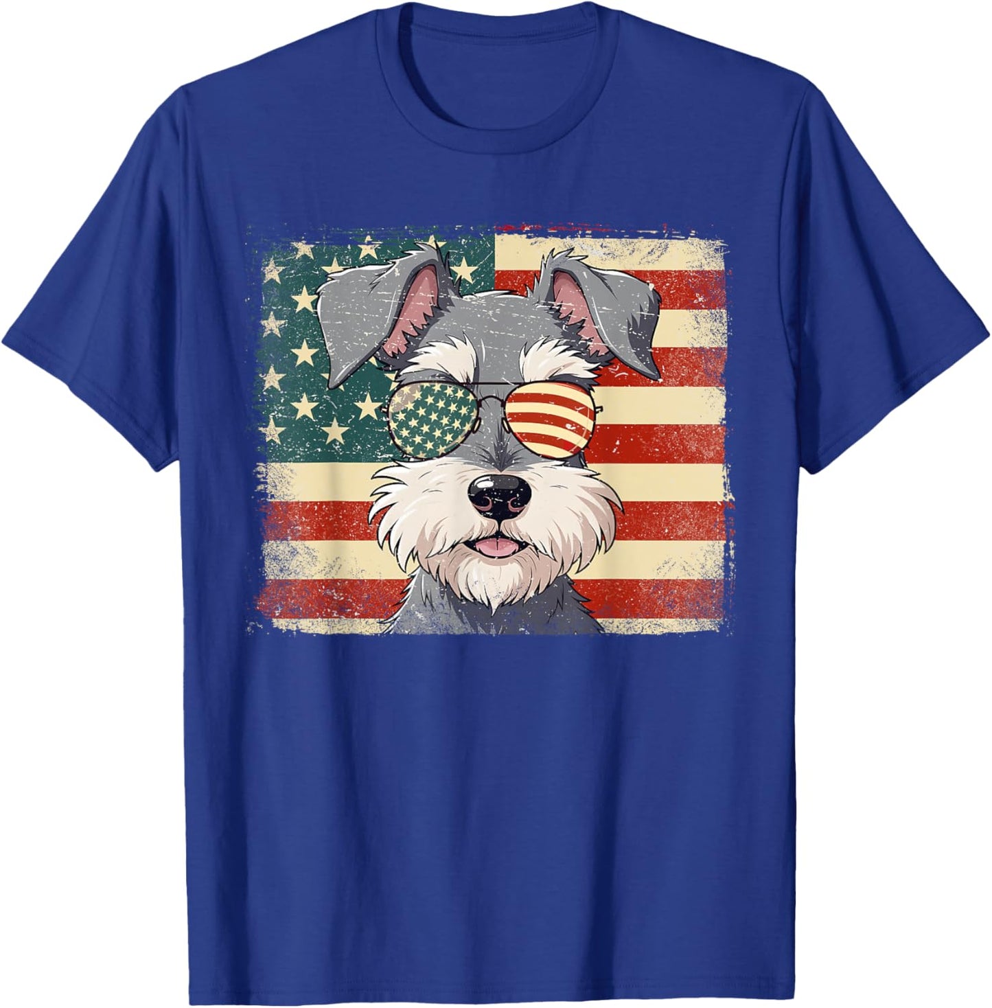 Patriotic Miniature Schnauzer Dog Lover USA Flag 4th Of July T-Shirt - T-Shirt | Royal
