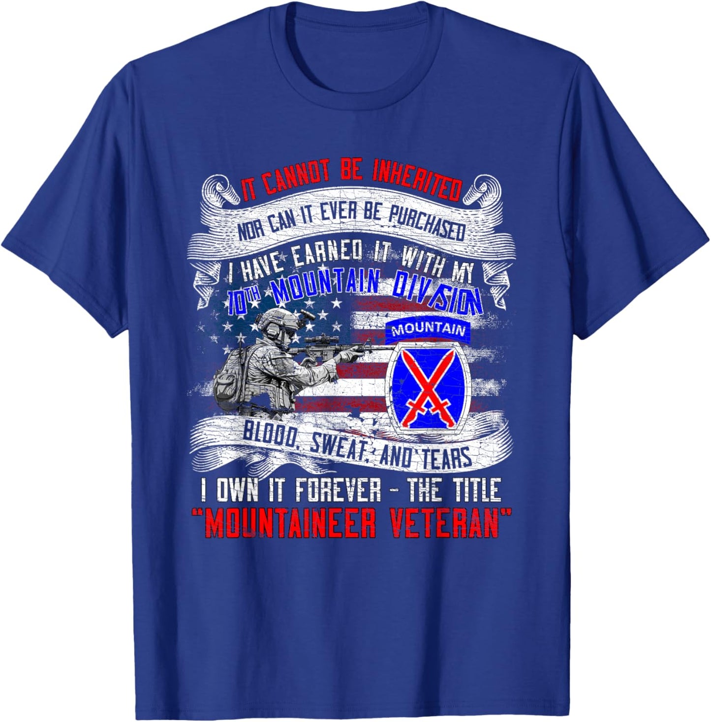 10th Mountain Division Fort Drum New York Climb to Glory T-Shirt - T-Shirt | Royal