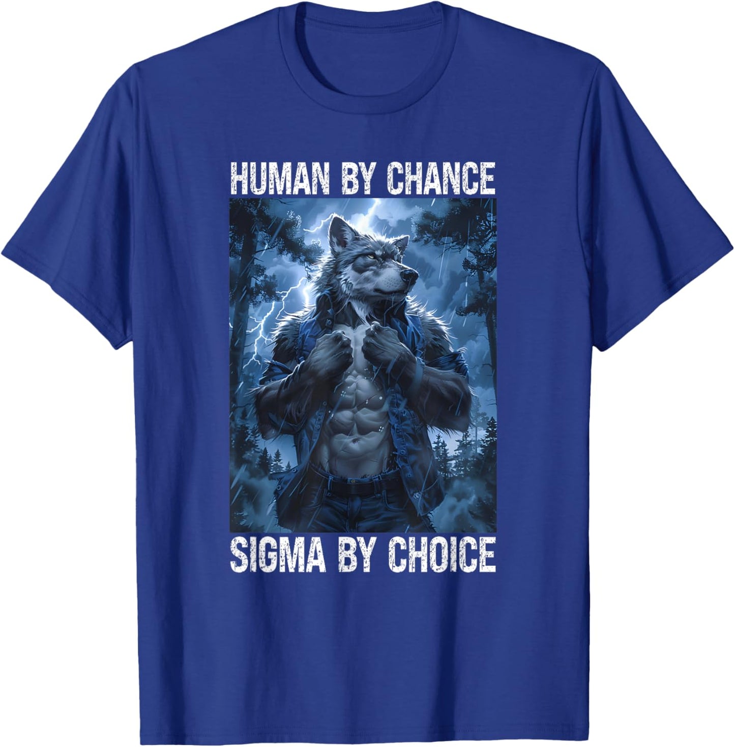 Funny Cringe Muscular Werewolf Meme Cringy Sigma Wolf T-Shirt - T-Shirt | Royal