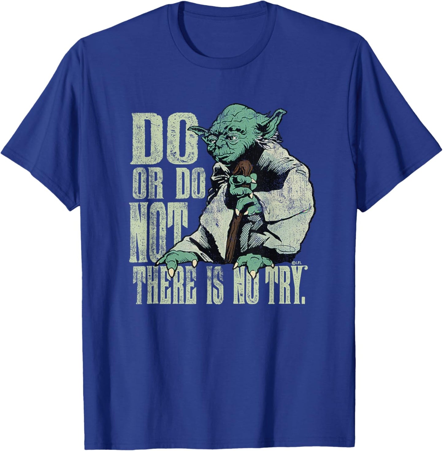 Star Wars Yoda Do or Do Not There is No Try Vintage Style T-Shirt - T-Shirt | Royal