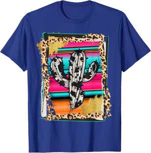 SERAPE CACTUS - Leopard Cow Pattern Print Cowgirl Rodeo T-Shirt - T-Shirt | Royal