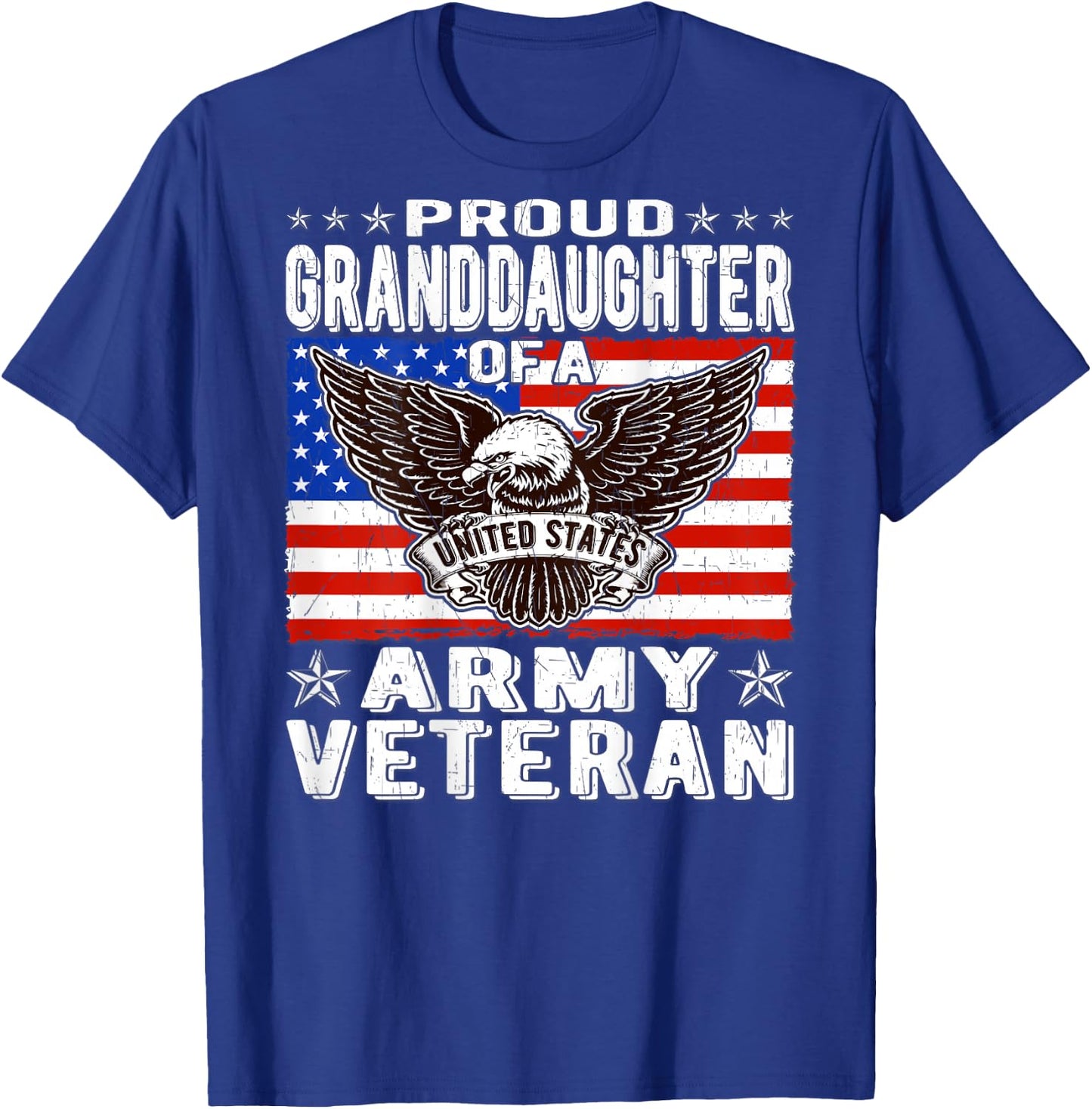 Proud Granddaughter Of Army Veteran Patriotic Military Gift Kids Men T-Shirt - T-Shirt | Royal