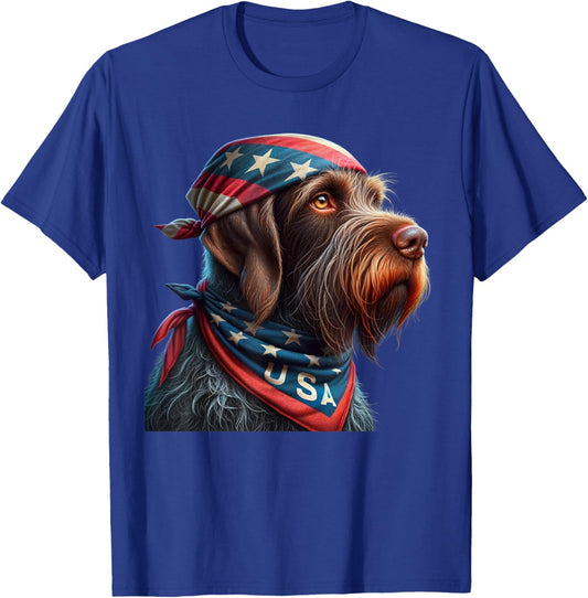 wirehaired pointing griffon dog american flag 4th of july Women Kids Men T-Shirt - T-Shirt | Royal