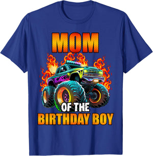 Mom of the Birthday Boy Monster Truck Birthday Party T-Shirt - T-Shirt | Royal
