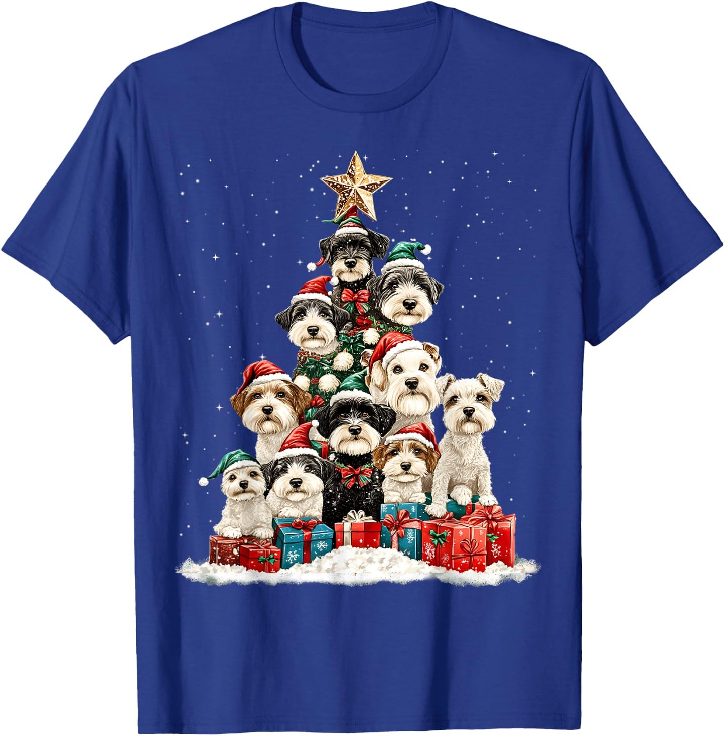 Miniature Schnauzer Christmas Tree Dog Santa Merry Dogmas T-Shirt - T-Shirt | Royal