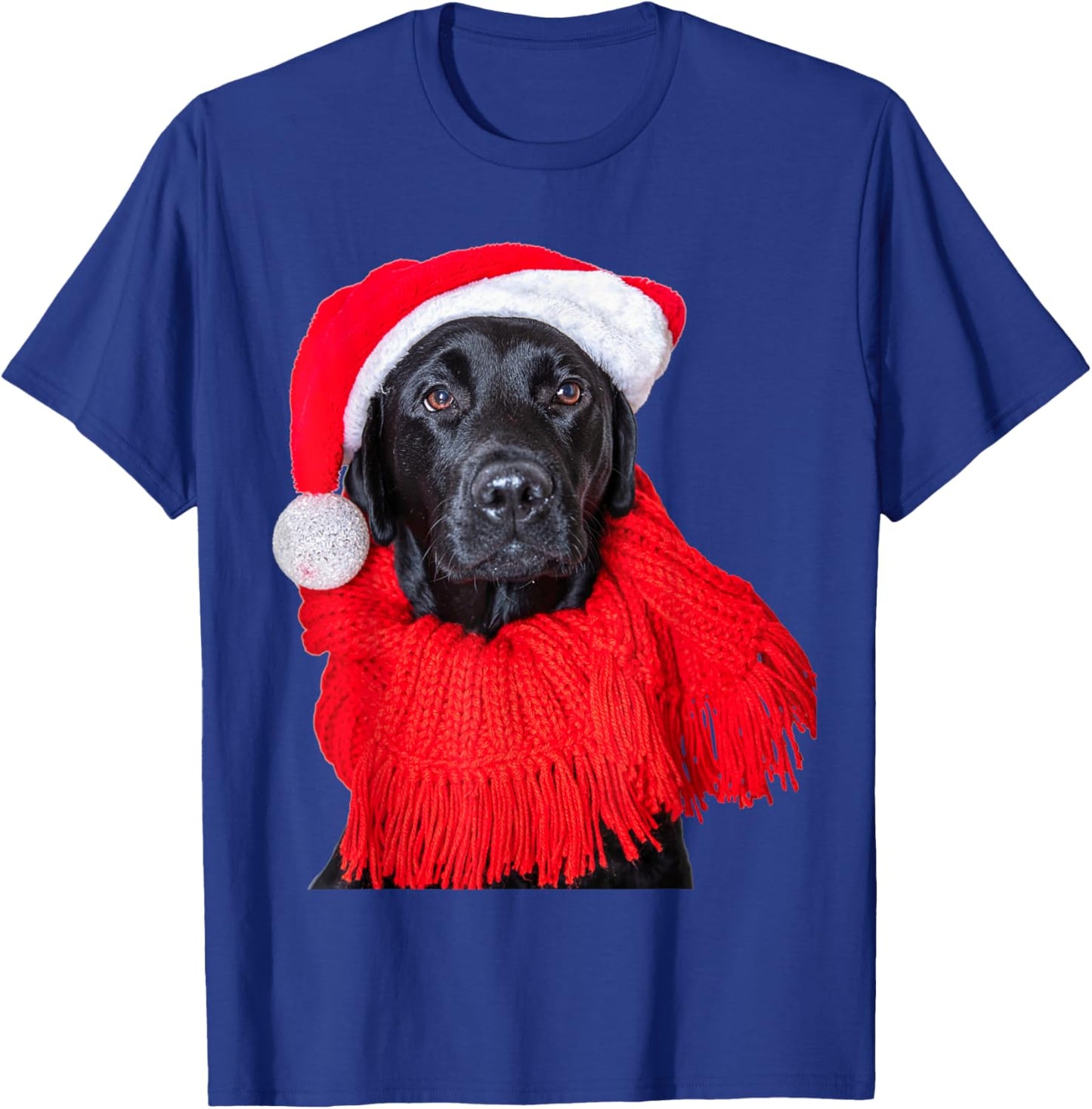 Black Lab Santa Hat Image Christmas Dog Labrador Retriever Men Women Kids T-Shirt - T-Shirt | Royal