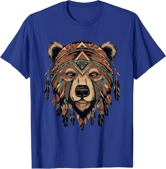 Native American Bear Artwork T-Shirt - T-Shirt | Royal