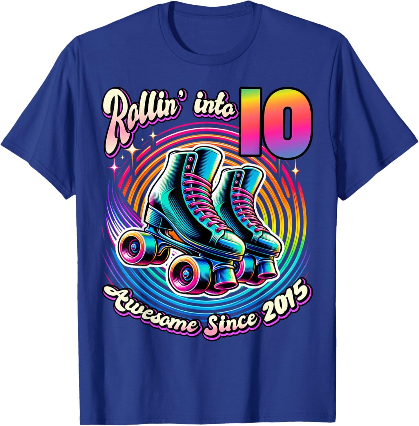 Birthday Roller Skating 10th Girl Rollin into 10 Skate Party T-Shirt - T-Shirt | Royal