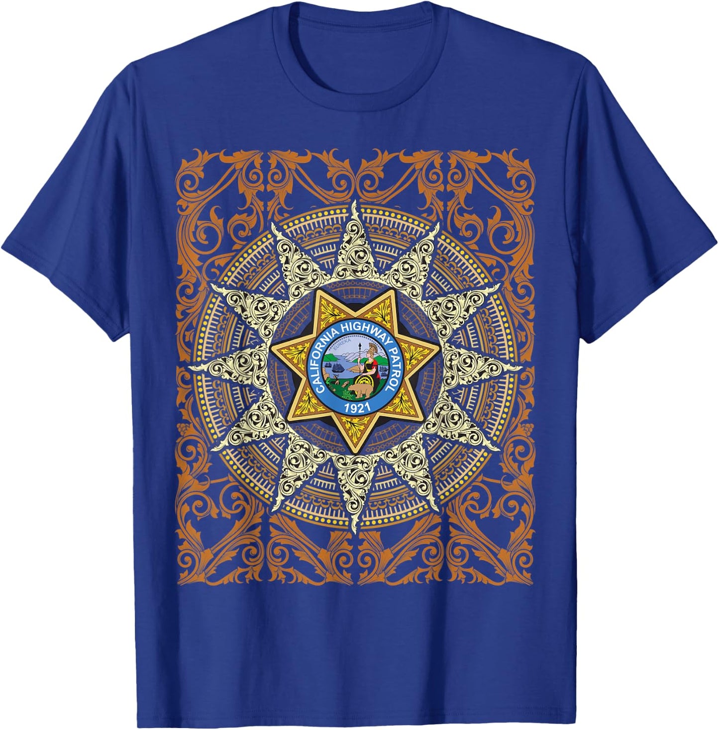 California Highway Patrol Vintage Ornament T-Shirt - T-Shirt | Royal