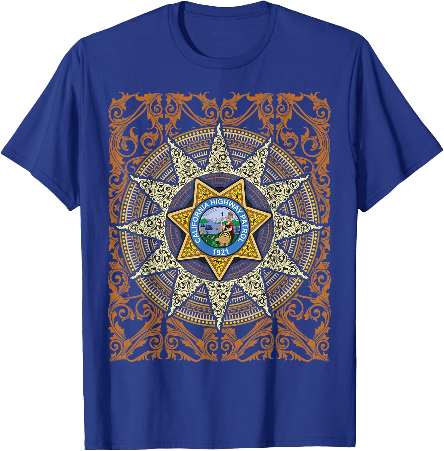 California Highway Patrol Vintage Ornament T-Shirt - T-Shirt | Royal