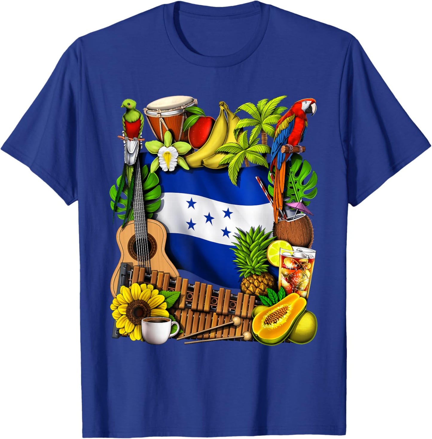 Honduras Heritage Honduran Flag Honduras Heritage Roots T-Shirt - T-Shirt | Royal