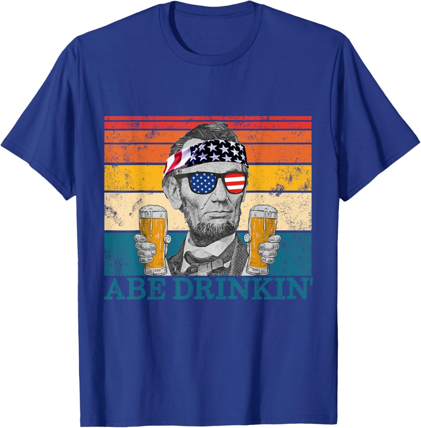 Abe Drinkin' Retro Drinking President Abraham Lincoln T-Shirt - T-Shirt | Royal