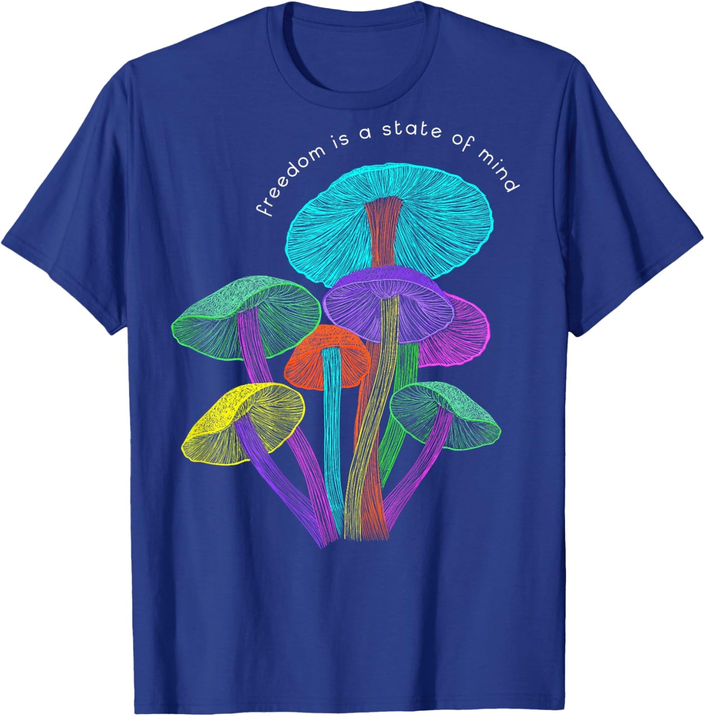 Back print: Hippy Vaporwave EDM raver festival Mushroom T-Shirt - T-Shirt | Royal