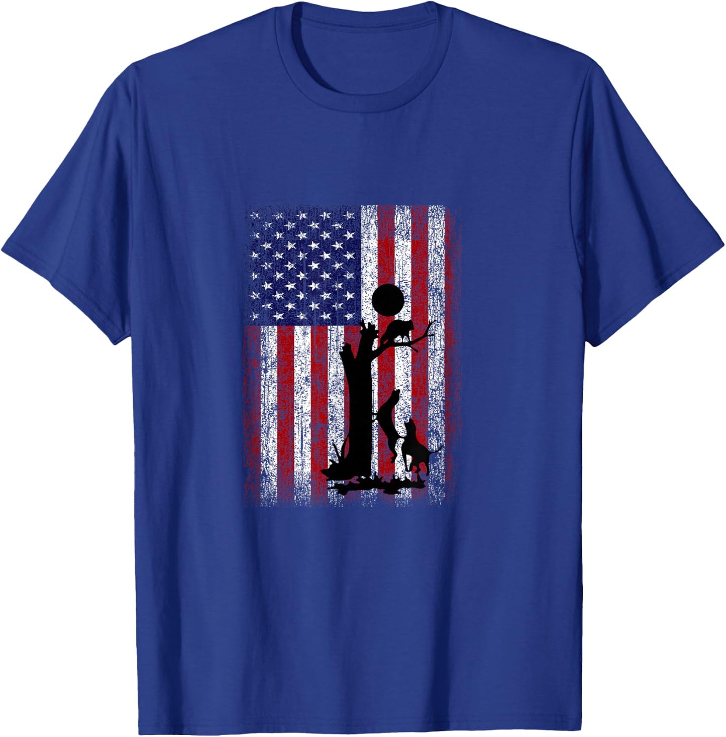 Patriotic Coon Hunting Dogs American Flag T-Shirt - T-Shirt | Royal