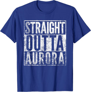 Straight Outta Aurora Colorado Distressed Effect T-Shirt - T-Shirt | Royal