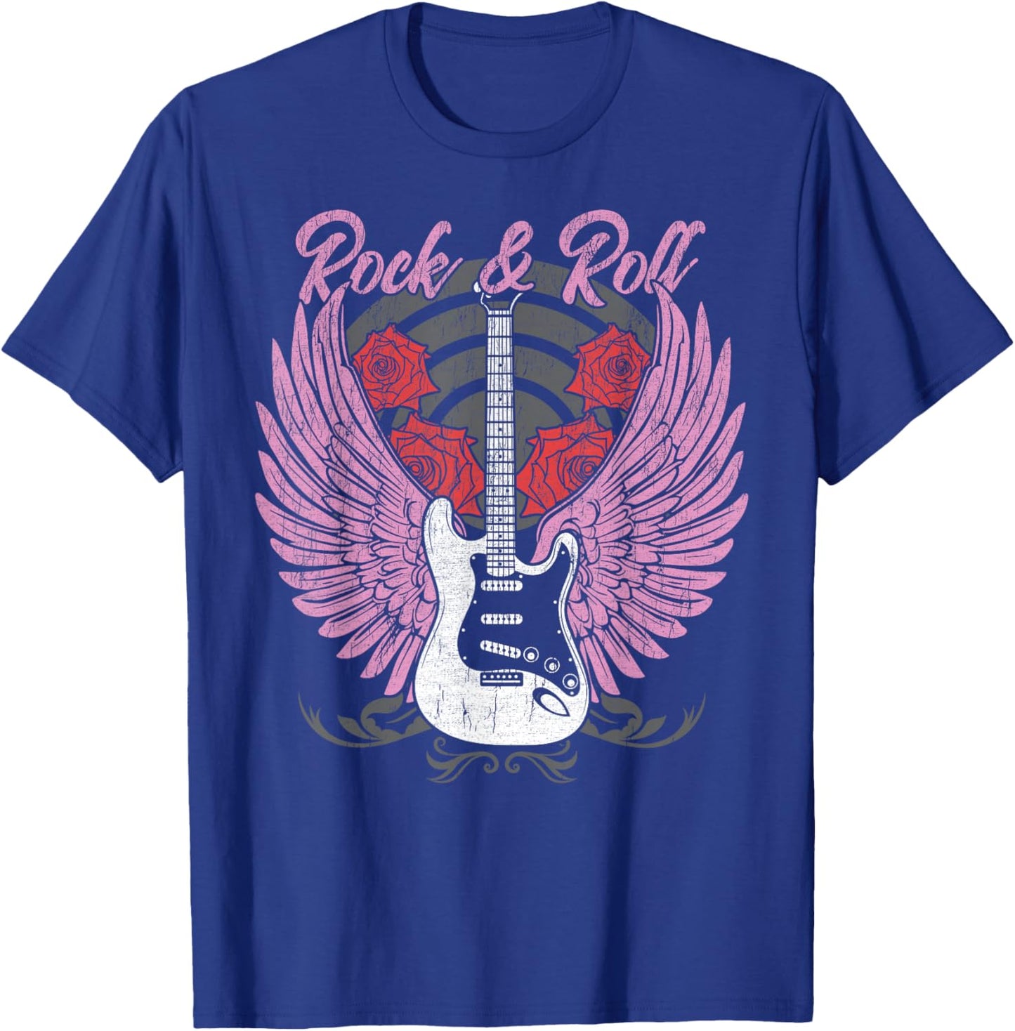Rock and Roll Guitar Vintage ROCK Women Music T-Shirt - T-Shirt | Royal
