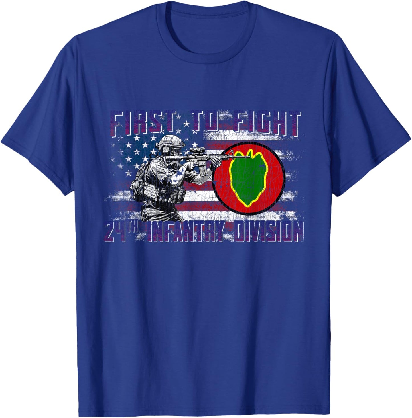 24th Infantry Division 24 ID First to Fight Victory Division T-Shirt - T-Shirt | Royal