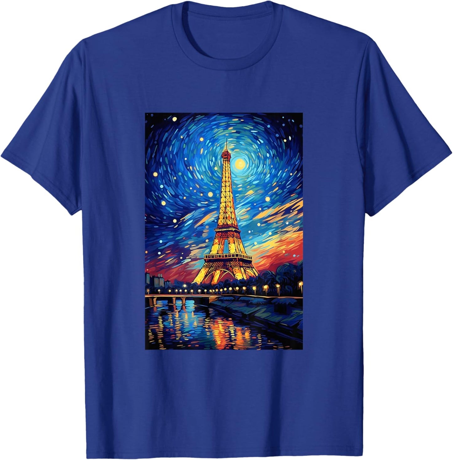 Eiffel Tower Paris France - Van Gogh Style - Starry Night T-Shirt - T-Shirt | Royal