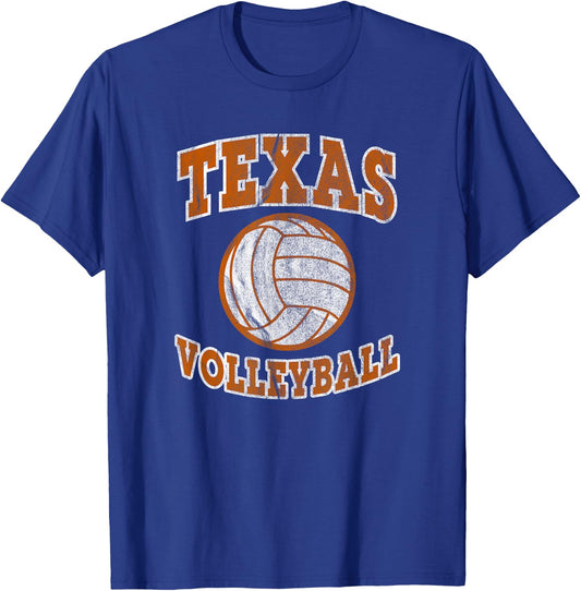 Texas Volleyball Vintage Distressed T-Shirt - T-Shirt | Royal